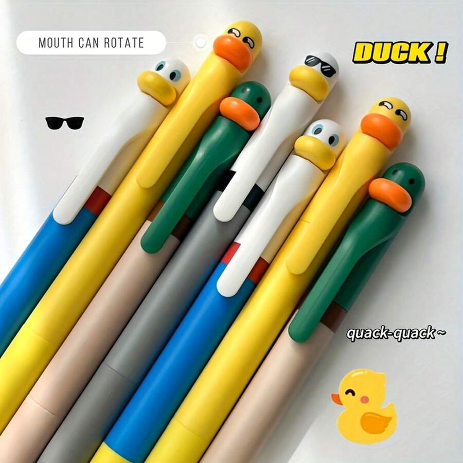 1 支凝胶笔，0.5 毫米细笔尖，可旋转塑料书写笔，中号笔尖，趣味减压办公室签名笔，鸭子旋转减压凝胶笔，卡通图案学生按压水性笔，直液体圆珠笔，速干测试签名凝胶笔，0.5 毫米黑色墨水，学校办公室圆珠笔，文具，学校滚珠笔，回到学校 - 彩色 - 查看 1