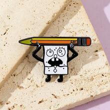 SpongeBob SquarePants 海绵宝宝 1 件创意卡通胸针个性化黑白铅笔海绵宝宝珐琅别针背包服装首饰金属徽章配饰礼物送给朋友 - 均碼 - 查看 9