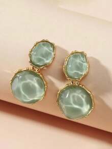 1 对几何树脂和水钻耳环 - 彩色 - 查看 12