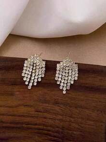 5pcs/Set Fashionable New Personalized Geometric Rhinestone Cat Eye, Tassel, Triangle Block Pearl Earrings Jewelry Set, Suitable For Daily And Festival Wear - Multicolor - View 6
