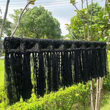 Boho Valances Handmade Cotton Crochet Lace Valance Living Room Hollow Cafe Curtains Macrame Kitchen Curtain Wall Decor, 16 L X 40 Ivory & Beige - 黑色 - 查看 12
