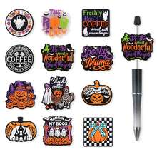 5 bucăți, mărgele și sortimente de mărgele, mărgele focale din silicon pentru Halloween, disponibile în diverse stiluri, cu fantome, dovleci și alte modele, potrivite pentru brățări, brelocuri, pixuri cu mărgele și mărgele realizate manual