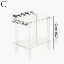 2-Tier Acrylic Glass Edge Side Table, Small Modern Nightstand, Home Decor Table Shelf For Office, Bedroom, Living Room, Study