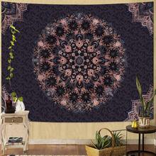 Boho Mandala Tapestry Wall Hanging Bohemian Floral Flower Medallion Tapestry Aesthetic Wall Art Large Green Yellow Hippie  Tapestries, Vintage Wall Decor Banner For Living Room Bedroom Dorm Home Decor(40x30inch/60x40inch/60x51inch/80x60inch) - 棕色 黑色 - 查看 4