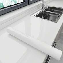 1卷白色自粘门壁纸边框贴纸 - 乙烯基修复和装饰破损木门、厨房装饰翻新、壁纸剥离粘贴和遮盖瑕疵、浴室装饰门墙贴墙面装饰卧室客厅装饰墙面装饰 - 白 - 查看 8