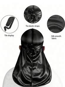 4 Pcs Men's Silk Durag With Elastic Band - Solid Color Fashionable Head Wrap For Casual Comfort,Breathable, Soft Unisex Pirate-Style Bandana Headwear Pirate Hat Pirate Costume,Breathable And Comfortable With Extra Long Tail For Waves, Running, Cycling, Hiking, Camping, Christmas Pirate Hat - 4Pcs - View 6