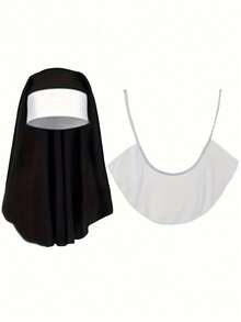 1 Set Women's Nun Costume Outfit (Includes Headpiece, Scarf, Cross, Thigh High Socks) For Halloween Party Role Play
