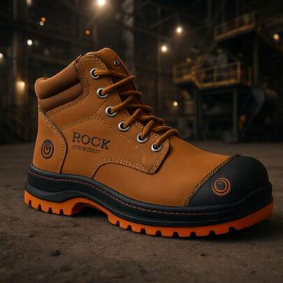 Zapatos De Trabajo Rock Working Para Hombre Hechos De Piel Con Casco Reforzado Comodos Y Resistentes Lisos