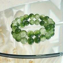 Fashionable Transparent Cracked Glass Bead Elastic Bracelet - Handmade Fashion Accessory,Wedding Anniversary,Birthday Gift,Christmas Gift - 綠色 - 查看 4