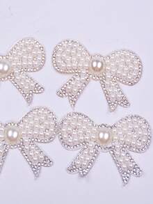 1 Set Self-Adhesive Glass Diamond Crystal Decorative Strips, Crystal Ribbon Stickers, Shiny Decorative Strips, Bow Pearl White Stickers, Cute Pearl Bow Self-Adhesive Stickers, DIY Fashion Decorative Stickers - Suitable For Clothing, Shoes, Hats, Bags, Various Crafts, Home Decor