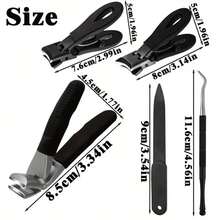 5 pièces Set de coupe-ongles ergonomique pour ongles épais - Acier inoxydable, sans parfum, bord de lame concave, comprend une lime à ongles, idéal pour les ongles de pieds et de mains, outils de soins des ongles Design ergonomique Coupe-ongles à bord tranchant