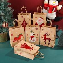 6 pièces Sacs cadeaux de Noël avec poignées, sacs cadeaux en papier de carte de Noël - motifs Père Noël, renne et bonhomme de neige, sacs de shopping de Noël, sacs de rangement, sacs fourre-tout, convient pour les achats de Noël et les cadeaux de fête, pour emballer les cadeaux, petits sacs cadeaux en papier de Noël, décorations de Noël, salle de classe, mariage