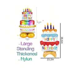生日快乐气球立式生日快乐气球，加厚大号生日快乐铝箔聚酯薄膜气球适用于生日派对淋浴装饰用品（蛋糕和盒子形状），圣诞节