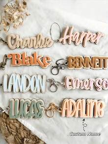 1pc Customized Acrylic Name Keychain | Personalized Letter Wooden Keychain | Colorful Name Wood Grain Keychain | Customized Gift For Friends | Back To School Backpack Hanging Name Keychain | Customized Acrylic Luggage Tag | Commemorative Love & Friendship Keychain | Handmade Keychain | Personalized Gift | Minimalist Keychain | Commemorative Gift - Móc khóa tên - Xem 11