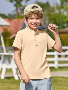 Halloween Kids Costumes Boys Short Sleeve Henley Shirt Casual Button Front Summer-Shirts Tops Tees-14 Years