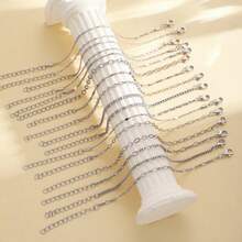 16pcs/11sets Simple Basic Chain Bracelet Set For Women, Suitable For Dating, Vacation, Daily Matching, Party Outfit, Gift For Girlfriend/Friend, 2025 New Arrival
