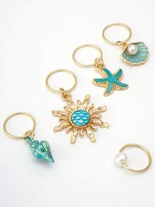 45 chiếc phụ kiện tóc tết kiểu Baroque họa tiết biển cho mùa hè, trang sức cho các buổi khiêu vũ và tiệc tùng, lễ hội âm nhạc - Vàng - Xem 3