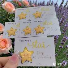 1/5/10pcs Cute Pink Resin Star 'You Are A Star' Card With Resin Star Statue - Perfect Charm For Family And Friends, Ideal Teacher'S Day, Thanksgiving, And Good Luck Gifts, Good Luck Charm | Whimsical Star Design | Resin Crafted Star, Star Stardust - Multicolor - View 2