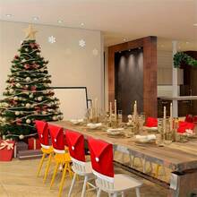 6pcs Festive Red Santa Hat Chair Covers Set - Perfect For Christmas Dinner & Holiday Parties, Adds A Cozy, Festive Touch To Your Table Decor, No Power Required, Featherless, Ideal For Family Gatherings, Christmas Table Decorations(1/4/6pcs)