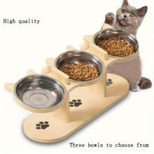 加高猫碗，可调节猫食碗，15 度倾斜食碗，适用于猫、幼犬和小型宠物，加高狗食碗，可调节狗粮和水碗，带 3 个不锈钢支架，宠物必需品，易于组装和携带，易于清洁，可拆卸和清洗，适用于多只小猫的必备猫碗 - 彩色 - 查看 8