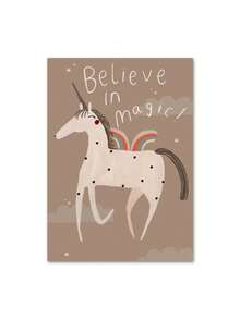 1 pieza Pintura en lienzo de arte de pared minimalista de dibujos animados de ratón, guepardo, conejo, oso o unicornio, pósteres y estampados nórdicos, decoración de pared para habitación de bebé y niños