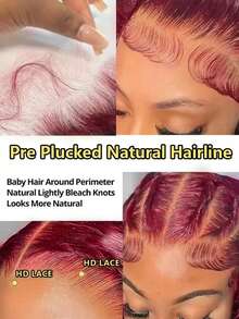 30Inch 200% Density Deep Curly Full Lace Frontal Wig HD Transparent 13x4 HD Lace Frontal #99J Burgundy Red Fashionable Color Human Blended Hair With Fiber Wigs Pre Plucked Deep Wave Curly With Fiber Lace Frontal Wigs For Women - SBUG - View 5