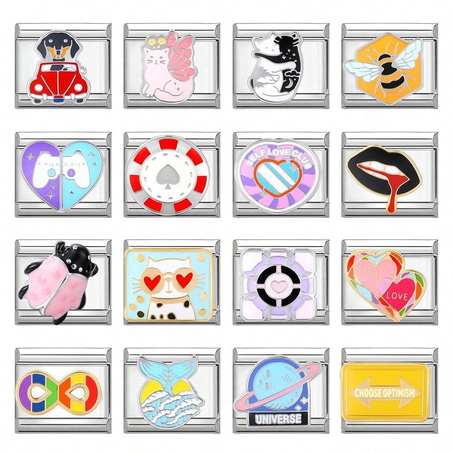 1 chiếc vòng tay ghép nối dạng mô-đun với họa tiết giọt dầu, gồm các hình trái tim, động vật, xe hơi, hoa, phù hợp với phong cách thành thị thường ngày, Giáng sinh & Halloween, tông màu mùa thu, địa phương, thiết thực & thời trang, phong cách Giáng sinh, thiết kế quyến rũ, trang sức thép không gỉ, trang trí Giáng sinh, phong cách công sở mùa thu, gợi ý trang phục dự tiệc, quà tặng Giáng sinh, trang trí nhà cửa Giáng sinh, phong cách đen thanh lịch, mùa hè cổ điển, trang phục duyên dáng. - M293887 - Xem 1