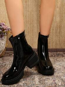 2-2025 Uniwersalne botki podwyższające dla kobiet o niskim wzroście, zamek błyskawiczny z tyłu, podeszwa na platformie, miękka skóra, jesień/zima