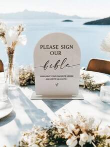 1pc/2pcs Oversized Arched Acrylic Wedding Signs "Bible" "Love Glow" "Guestbook" For Wedding Reception, Guest Book Table, Wedding Decor
