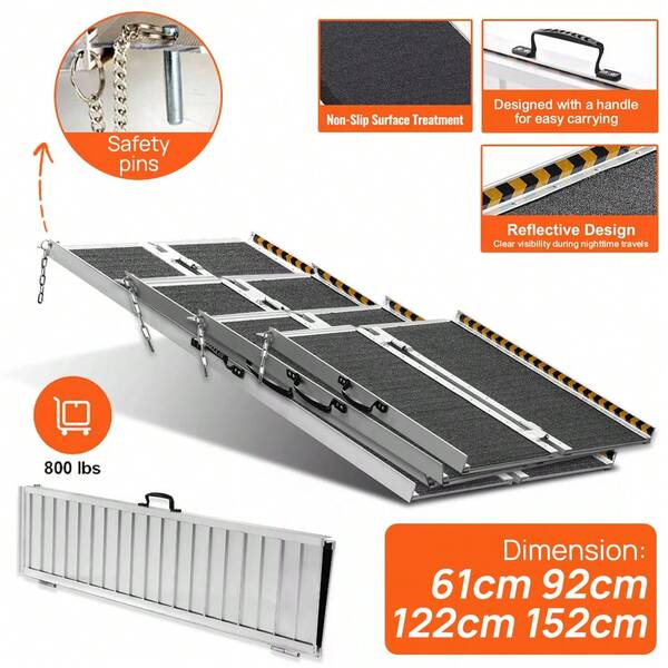 PORIYA Multi Size Aluminium Ramp Anti Slip Folding Loading Threshold  Portable Access