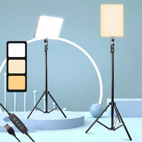 LED Photography Lighting Kit, 10" USB Interface Portable Video Light With Adjustable Tripod Stand, Dimmable Studio Light, Game Streaming, Light For Video Recording Suitable For Photography, Video Recording, Live Streaming, Zoom Meeting, Vlogging, With Stand Selfie Light Phone Light