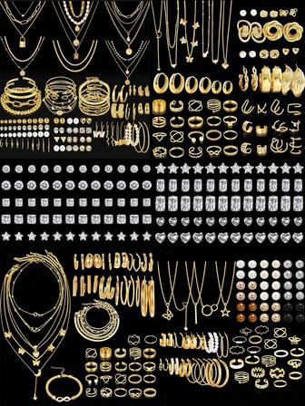 Juego de joyas de 24-120 piezas para mujer con circonita cúbica y perla falsa, para uso diario casual, regalo para novia, mamá, hija en Navidad, Año Nuevo, cumpleaños