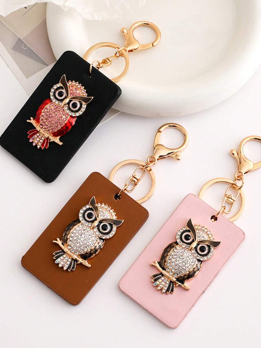 1 Peça Chaveiro Criativo e Fofo de Coruja com Pedrinhas em Argila Macia, Pingente Enfeite para Bolsa e Carro