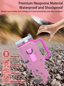 Water Bottle Carrier Bag With Handles Set,With 1 Bow Straw Hat And 1 Butterfly Bracelet, Bottle Bag With Adjustable Shoulder Strap,Compatible With Stanley 40oz 30oz Tumbler With Handle, Cup Accessories , Valentine's Day, Mother's Day, Birthday Gift, Back To School Supplies - Multicolor - View 4