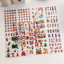 10pcs/Set Japanese Cartoon Character Stickers, Mini Figure Stickers, Japanese Expression Stickers, Retro Planner Style Phone Case Decorative Stickers, Diary Decorative Materials Die-Cut Stickers, Expression Mini Figure Die-Cut Labels, Creative Material Stickers, DIY Planner Stationery Sticker Set - Multicolor - View 5