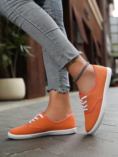 Zapatos cómodos de lona con cordones para mujer - Zapatillas casuales suaves y transpirables, adecuados para caminar y correr