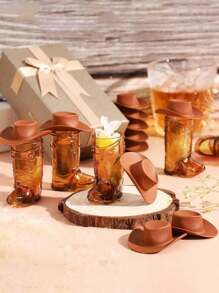 24 Stück (16 Stück Mini Plastik Cowboyhüte und 8 Stück Cowboystiefel Becher), Western Cowboyhut Stiefel Becher, Party Zubehör, geeignet für Themen Geburtstags Party Dekorationen und Cowboy Junggesellenabschied Gastgeschenke, 1oz