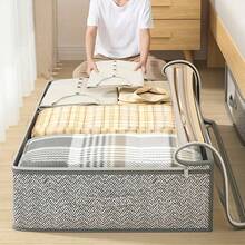 Bed Storage Storage Bag, Transparent Window Clothes And Blanket Storage Bag, Large Capacity Foldable Storage Box, Bed Storage Box With Reinforced Handle Storage Basket - Grey - View 1