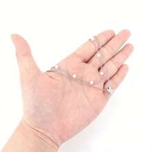 2 件套密镶锆石泡泡字母复古串珠项链不锈钢多层链条女式项链