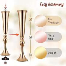 2 Pcs 22 Tall Gold Vases Metal Flower Arrangement Stand Versatile For Centerpieces Decoration For Table Party Wedding - 金色 - 查看 7