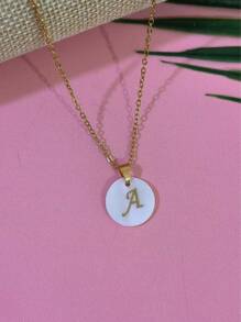 1 件女士时尚简约金色海星和贝壳海洋海滩风格吊坠项链，不锈钢，适合日常佩戴、节日、礼物 - 金黃色 - 查看 2