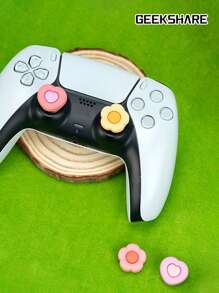 GeekShare 4pcs/Set Heart & Flower Pattern Thumb Grip Caps Compatible With Switch/Oled/Switch Lite, Game Console Controller Accessory - Multicolor - View 10