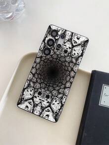1pc Dark Gothic Style Full-Screen Ghost Face Painted Pattern, Black Matte Texture TPU Material Eye-Catching Anti-Drop Phone Case, Suitable As Gift For Boyfriend/Girlfriend, Compatible With Apple, Compatible With Samsung, OPPO, Vivo And Other Android Models - Multicolor - View 3