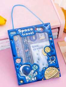 1 Cartoon Schreibwaren-Set inklusive Bleistift, Radiergummi und Lineal als Lerngeschenk für Kinder, Jungen und Mädchen, Abschlussgeschenke, Schüler, Zeichnen, Stifte, Schreibwaren, Jungen, Mädchen, Schule, Schreibutensilien, Rückkehr zur Schule, Weihnachtsgeschenke für Kinder