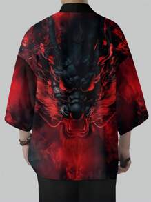 男士休闲开衫，涤纶，休闲夏季风格 - 紅色 - 查看 5