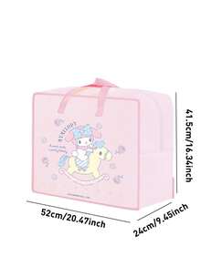 Sanrio Characters Clothing & Bedding Storage Bag, Durable Oxford Fabric, Tear-Resistant Material, Reinforced Handles, Sturdy Stitching, Large Capacity For Clothes, Blankets, Sheets, Pillows, Smooth Dual Zippers, Full-Open Design Dorm Room Essentials Clothes Organizer Closet Organization And Storage Bedroom