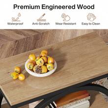 3-Tier End Table, Side Table With Storage Shelves, Small Sofa Side Table For Living Room, Wooden Side End Table With Double Round Metal Legs, Slim Nightstand And Bedside Table, Light Brown And Black - 淺棕色和黑色 - 查看 5