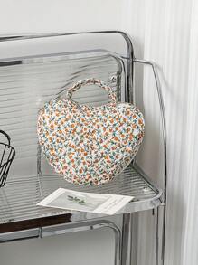 1 Stück Damen Handtasche für Make-up, ein blumenmusteriger, tragbarer, gesteppter Aufbewahrungsbeutel für Toilettenartikel und Kosmetik mit Nischenkonstruktion und großer Kapazität. Es hat einen einfachen, stilvollen und frischen Stil, was es zu einem Muss für die Reise und der perfekten Wahl für schöne Damen macht. Herbst Uni Essentials Reise Essentials Urlaubs Reise Tasche für Damen Make-up Organizer