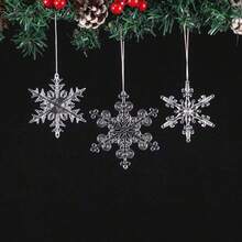 10 piezas Colgante con tema navideño de copos de nieve a rayas, cinco formas diferentes de copos de nieve, copos de nieve de piña, copos de nieve con forma de corazón, etc. y otros, bolsa de decoración para regalo de fiesta de Navidad, Feliz Navidad, suministros de decoración para celebración navideña, elementos de invierno navideño, decoraciones de árbol de Navidad, fiesta de Navidad, decoraciones navideñas, regalos de Navidad, recuerdos de fiesta