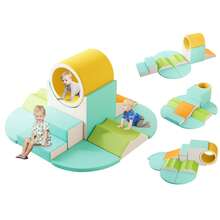 Soft Play Climbing For Toddlers, 8/10pcs Foam Climbing Blocks For Toddlers For Nursery, Living Room, Baby Climbing Blocks With Tunnel For Climb,Crawl And Slide - 橘色 - 查看 2